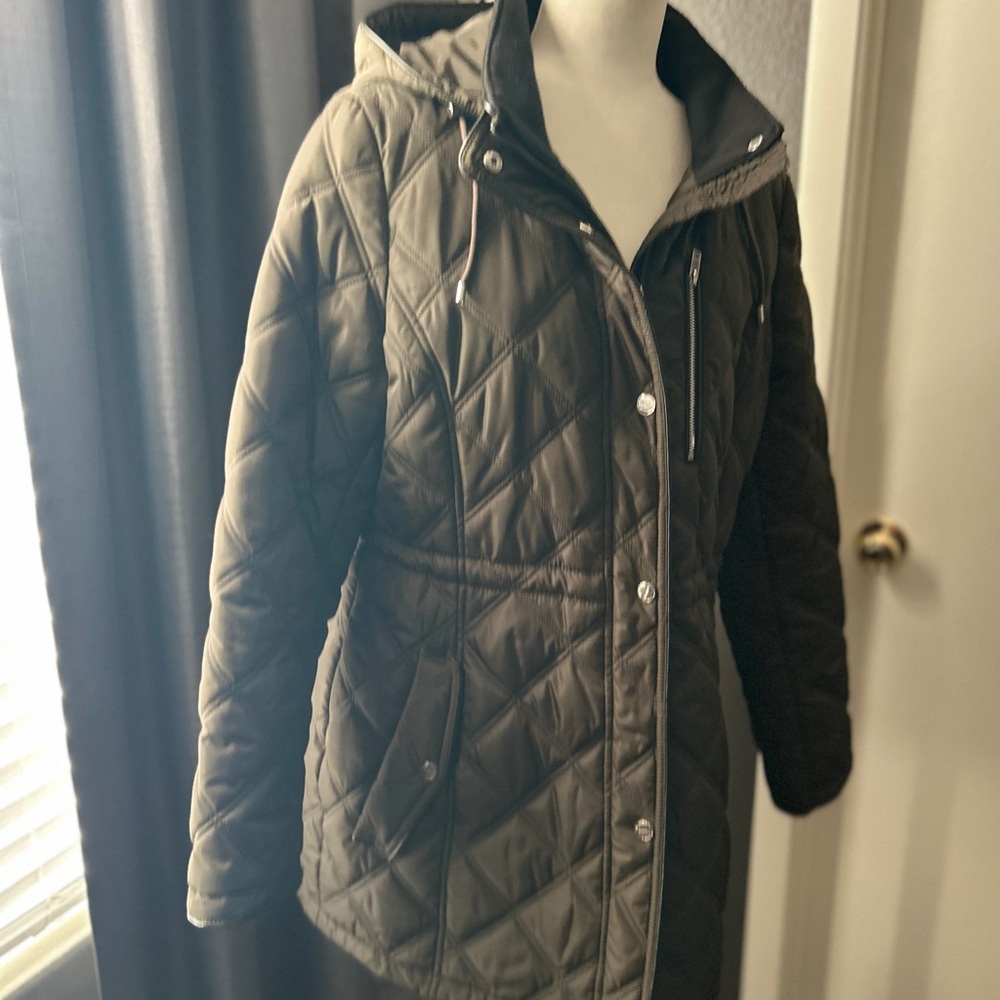 DKNY Olive Quilted Puffer Jacket